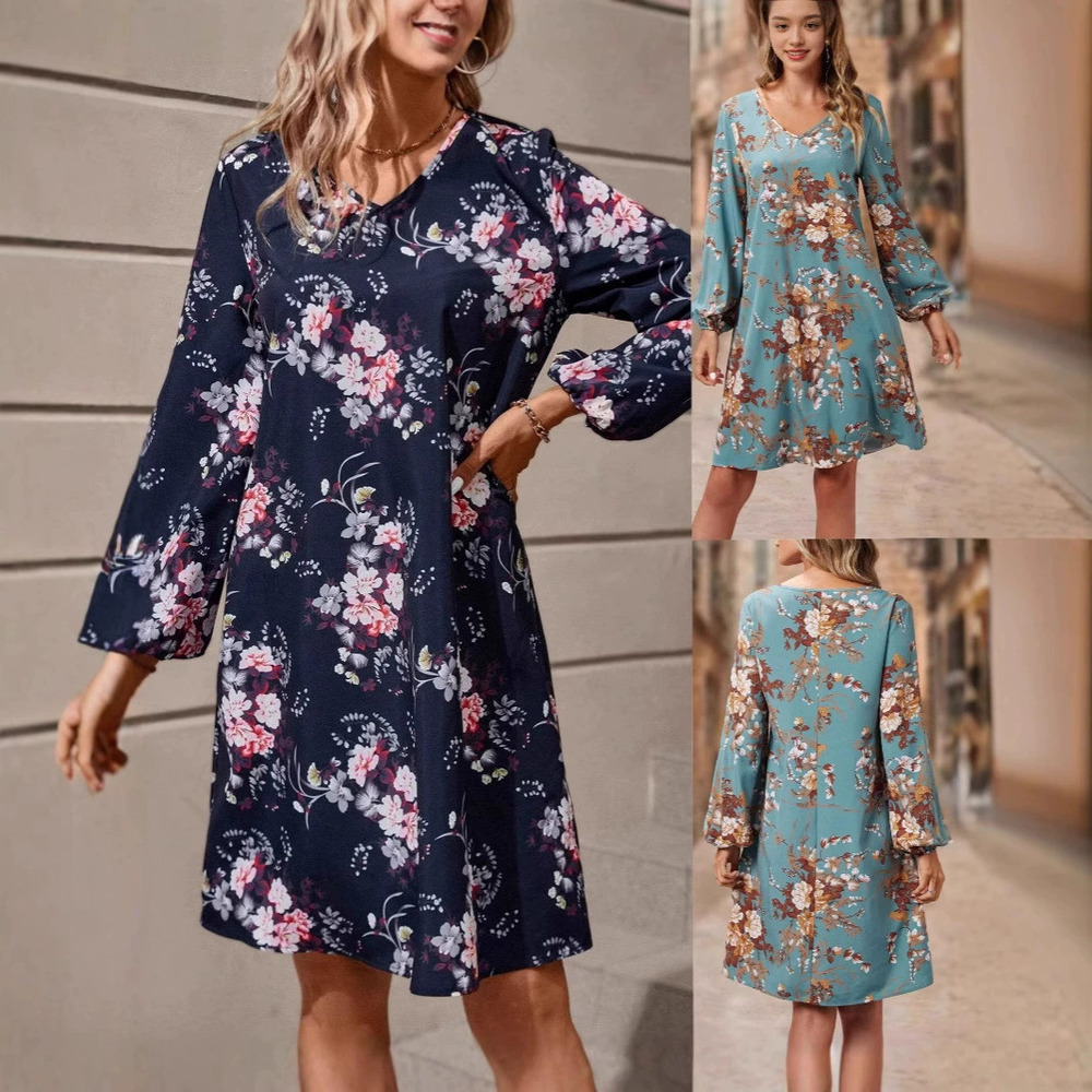 Forever 21 Vintage Floral Print Elegant Lantern Sleeve Dress